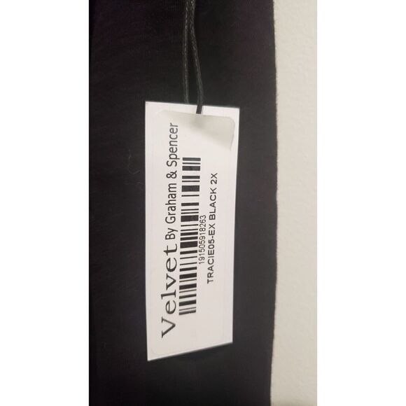 VELVET By Graham & Spencer Tracie Shirred Sleeve Top Black 2X NWT - Picture 3 of 4